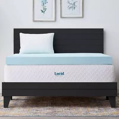 Lucid Comfort Collection Mattress Topper 4 Gel + Aloe Infused Memory Foam Queen • $111.27