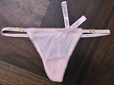 Victorias Secret Cotton Stretch V String Panty Purest Pink With Charms M Nwt • $13.99