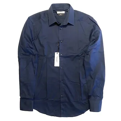 VERSACE Collection Mens Trend Fit Spread Collar Dress Shirt Blue (MSRP $195) • $58.99