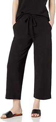 Daily Ritual Women's Oversized Terry Cotton And Modal Wide Leg Pant Black L • $12.10