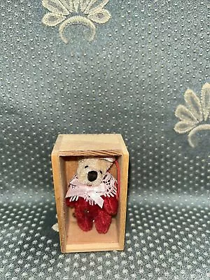 Department 56 Teddy Bear  Miniature 2  Red Soft Plush Jointed Display Box Clasp • $14