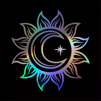 2X Sun Moon Star Vinyl Art Decal Motorcycle Window Laptop Wall Car Door Stickers • £4.04