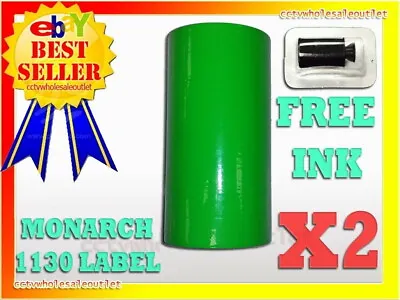 2 Fluorescent Green Label For Monarch 1130 Pricing Gun 2 Sleeve= 20 Rolls • $47.30