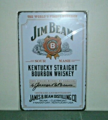 $10 • Buy JBWRS2 Jim Beam White Metal Sign New 30 Cm H X 20 Cm W
