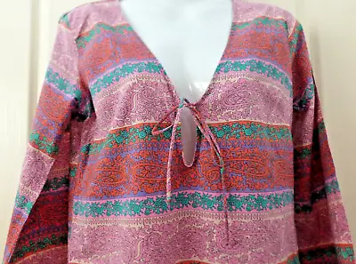 ZIMMERMAN Cotton Paisley Multicoloured Kaftan Style Dress Size 0 (8) C/w Belt • $85