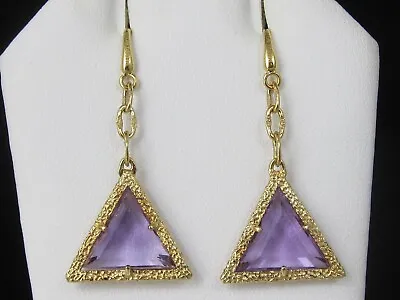 MARCO BICEGO Earrings Triangle Amethyst Drop Dangle 750 18K Yellow Gold Purple • $995