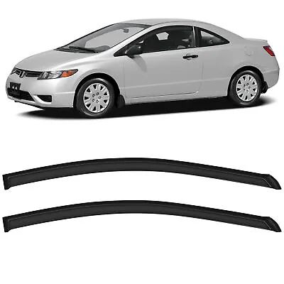 Sun/Rain Guard Outside Mount Tape-On Window Visors For 06-11 Honda Civic Coupe • $26.59