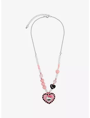 Monster High Skullette Beaded Necklace Mattel Heart Charm Pearlescent Beads • $14.95