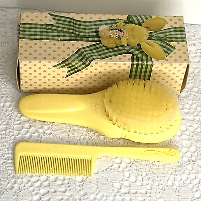 Avon Baby Brush & Comb Good Habit Rabbit Set Yellow W/ Box Soft Bristles Vintage • $14.96