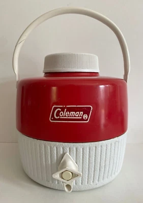 $14.99 • Buy Vintage 1989 RED Coleman 1 Gallon Water Cooler Jug Complete Side Pour Spout A
