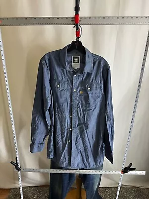 G Star Raw Bluish Light Denim LONG SLEEVE SHIRT Large L 16.5 X 33/34  • $20