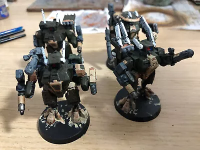 Warhammer 40K 40000 Tau XV8 Crisis Battlesuit X4 Painted Fireknife Config • £5