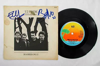 Bono & The Edge Signed U2 Pride IN THE NAME OF LOVE 7  Vinyl Single JSA LOA • $1199.96