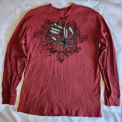 Southpole Vintage Y2K Red XL Thermal Long Sleeve Graffiti AOP Skate Punk Shirt • $35.95