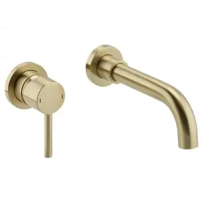 Brass Wall Mounted Swivel Spout Sink Faucet Basin Mixer Taps Brushed Brass • £59.95