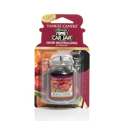 Yankee Candle Car Jar Air Freshener Freshner Fragrance Scent - BLACK CHERRY • £5.99