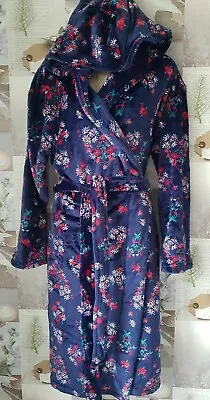 £24.99 • Buy Dorothy Perkins Ladies Navy Soft Hooded Floral Print Belted Dressing Gown Robe