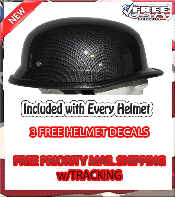 $39 • Buy German Carbon Fiber Look Low Profile Biker Motorcycle Novelty Helmet 