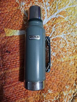 VINTAGE STANLEY THERMOS ALADDIN Metal Green Retro Vacuum Bottle Quart # A-944DH • $35