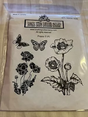 Local King Rubber Cling Stamp Poppy (2) And Butterfly’s 4-piece Precut Set NEW • $13.99