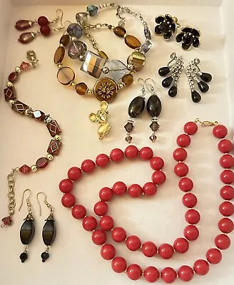 Vintage Costume Jewelry Lot RhinestonesWearNecklaces Earrings Bracelets Pin • $19