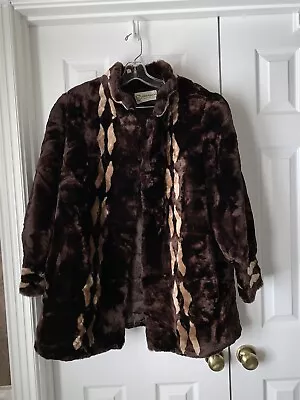 VTG Deerskin Trading Post Custom Women's Coat Jacket Sz L Mouton Fur • $150