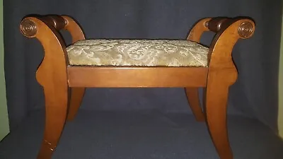 Carved Mahogany - Victorian Antique Ottoman - Velvet Footstool - Original • $65