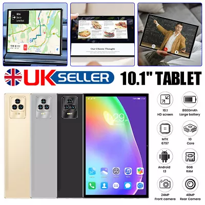 10.1  Android 13 Tablet PC 12GB RAM 512GB ROM Dual SIM Camera GPS 5GWiFi Tab UK • £84.99