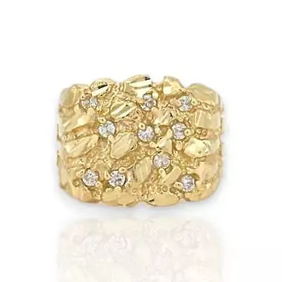 Nugget Cubic Zirconia Ring - 10K Yellow Gold - Solid • $599.99