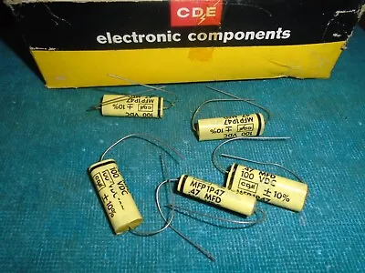 (5) CORNELL DUBILIER MYLAR  FILM CAPACITORS - MFP 1P47 - .47 MFD 100 V F/ AUDIO • $10.99