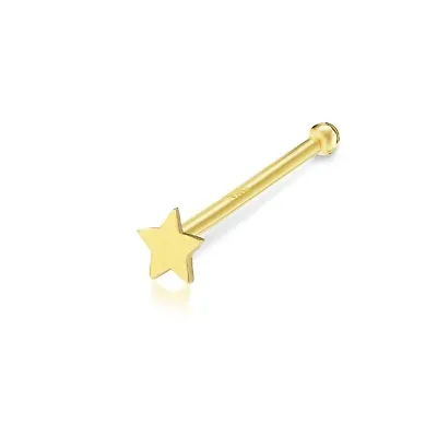 14K Solid Yellow Gold Star Nose Stud Ring 20g - Body Piercing Jewelry • $36.26