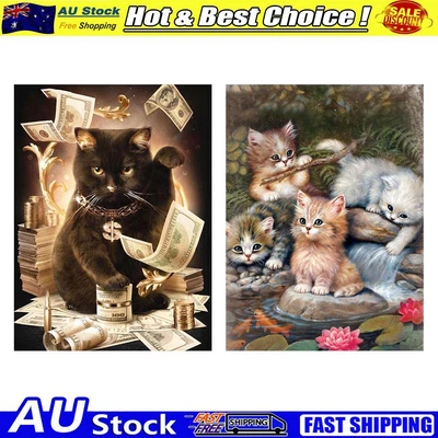 $11.69 • Buy DIY Full Round Drill Diamond Painting Cat Drawing