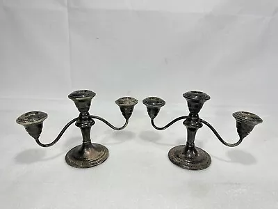 Pair Of Vintage WM Rogers ~ Sterling Weighted Reinforced Candelabra ~ 9A-2 • $109.88