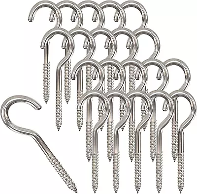 2 Inch Metal Cup Hook Round End Screw Hook Self Tapping Screw Hook Silver 50Pcs • $12.98