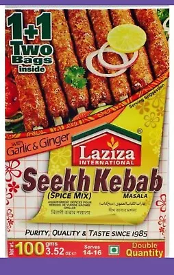 4x Box Laziza  Seekh Kebab Mix Masala -100g X 8 Packets Best Kebab Guranteed • £20