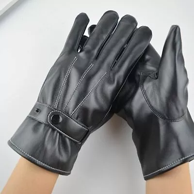 Leather Gloves Motorcycle Men Full Finger Touchscreen Driving Winter Warm USA • $7.19