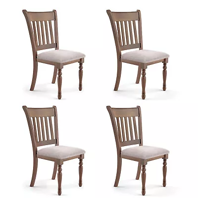 Dining Chair Set W/ 4 Wooden Dining Chairs & Padded Cushions & Fabric Coverings • $239.99