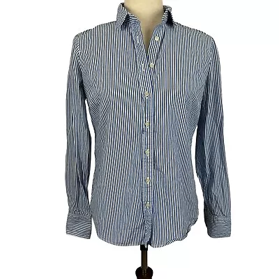 J. Crew Haberdashery Shirt Women Size Small Button Down Blue Striped Tailored • $18.70