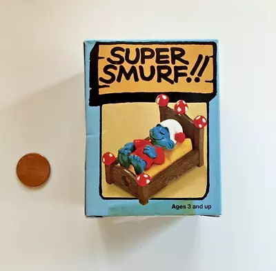 NIB Schleich Peyo Smurf Vintage 80s Figurine RARE Sleeping Bed Smurf • $2