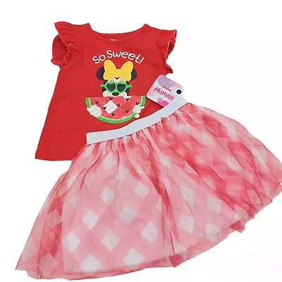Disney Minnie Mouse Girls Red 2 Pc Tutu Skirt Set-2T • $18.95