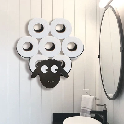 $31.11 • Buy Black Metal Sheep Toilet Paper Roll Holder Stand Storage Bathroom Organizer