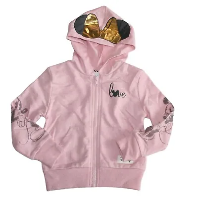 Disney Mickey And Minnie Mouse Toddler Girl's Love Zip-Up Hoodie - NWT • $13.99