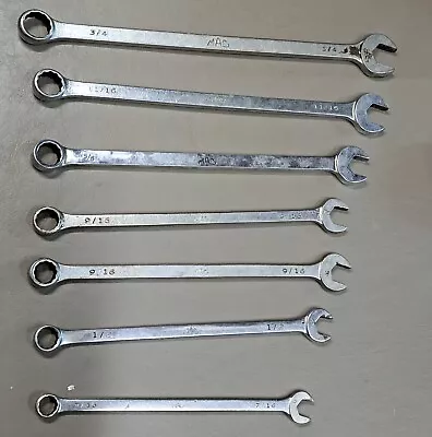 Mac Tools 6 PC  SAE Long Combination Wrench Set 7/16  To 3/4  12Pt CL  L Series • $125