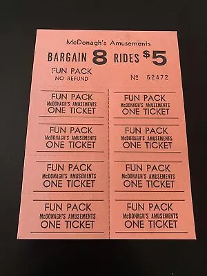 Vintage McDonagh’s Amusements Ride Ticket Pack Sheets - Michigan  • $24.99