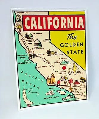 State Of California Vintage Style Travel Decal Vinyl Sticker Luggage Label • $4.69