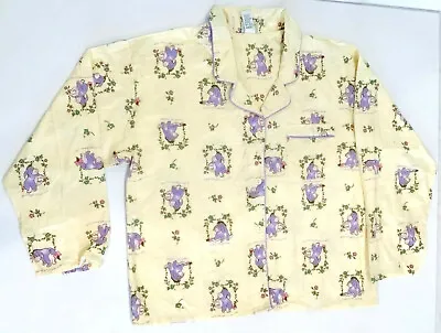 Disney Womens Adult Size XL Eeyore Yellow Floral PJ Pajama Top Sleepwear • £7.23