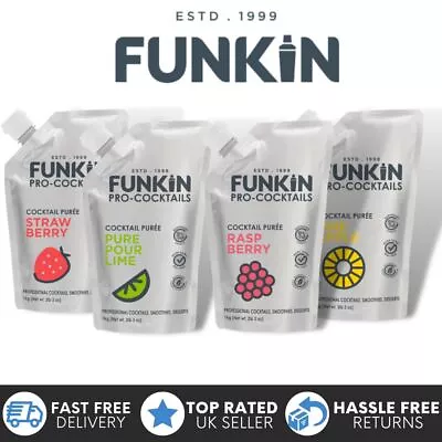 FUNKIN PRO Puree 1kg Squeezy Pouch For Cocktails Real Fruit | Multi Flavours • £17.99