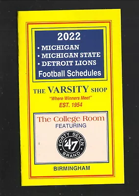Detroit Lions--Wolverines--Spartans--2022 Pocket Schedule--Varsity Shop • $1.22