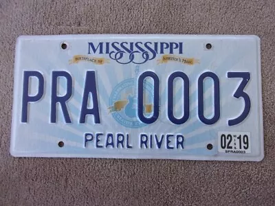 2019 MISSISSIPPI Pearl River County License Plate PRA 0003 • $10