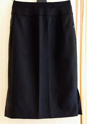 Jaeger Black Pencil Skirt 100% Wool Lined Size 8 VGC Knee Length 25.5 Inches • £12